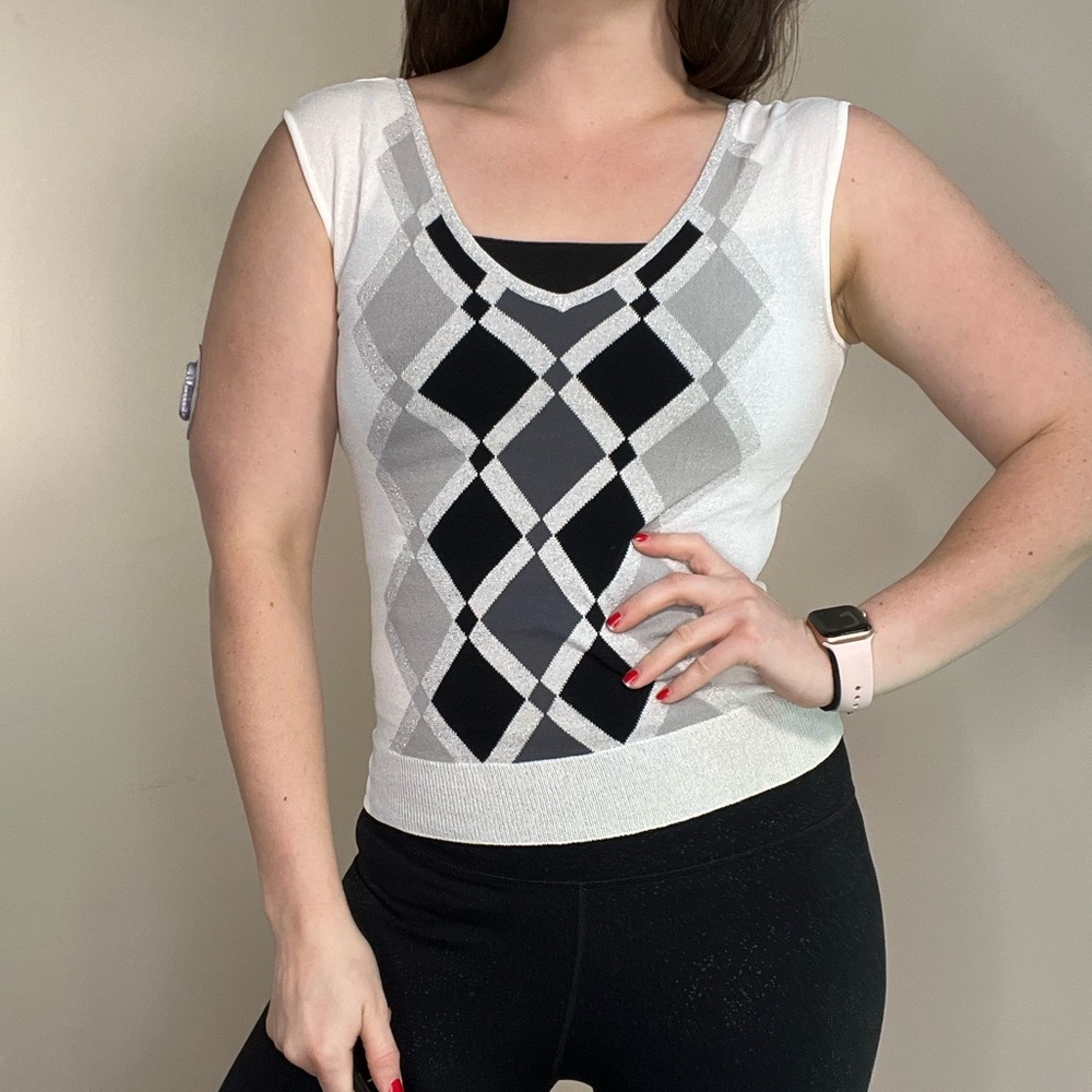 Vintage ‘The Limited’ Argyle Tank Top ‘Sweater Vest’ Size Small - Picture 3 of 9